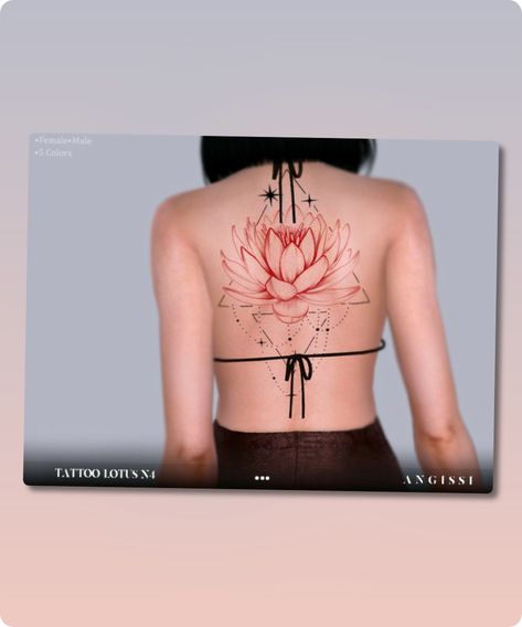 Sims 4 Body Mod CC: Tattoo-Lotus N4 By Angissi Sims 4 Tattoos Female, Sims 4 Body Tattoo, Sims 4 Yoga Mod, Sims 4 Back Tattoo, Sims 4 Tattoos For Women, Sims 4 Tattoo Cc, Tattoo Lotus, Sims 4 Tattoos, Future Inspiration