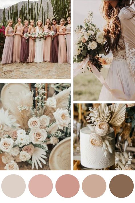 Neutral Wedding Color Schemes, Champagne Wedding Themes, Boho Wedding Colors, Wedding Theme Color Schemes, Champagne Wedding Colors, Wedding Color Pallet, Pallet Wedding, Wedding Motifs, Neutral Wedding Colors