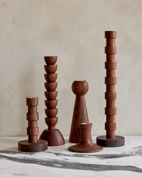 Hand turned wooden candle holders. Made in Pennsylvania. Brass insert . Easy cleaning after use. Wood Candlestick Holders, Candle Holders Wooden, Wooden Candle Sticks, Wood Candle Sticks, Wooden Candle, Diy Candle, Wooden Candle Holders, Wood Candle Holders, Wood Turning Projects