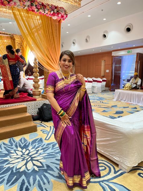 #Pathani #Marathimulgi #Maharashtrianlook #Wedding seasons #Bridesmaid #nath #Richpaithani #Purplepaithani #sarees Wedding Seasons, Saree, In This Moment, Purple, Quick Saves