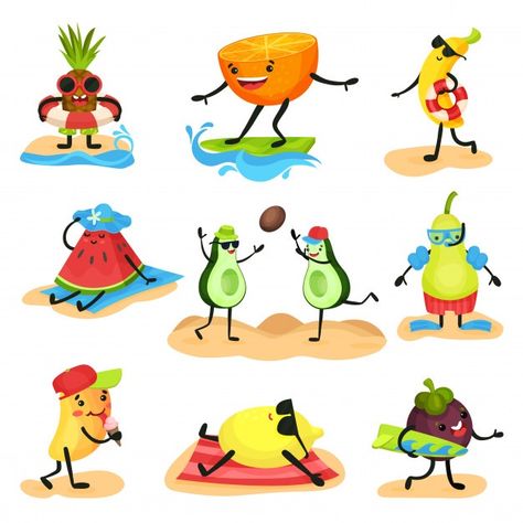 Paper Mache Projects, Fruits Drawing, Business Cards Photography, Vector Game, Illustration Story, Beach Illustration, Cute Panda Wallpaper, Cute Fruit, Game Character Design