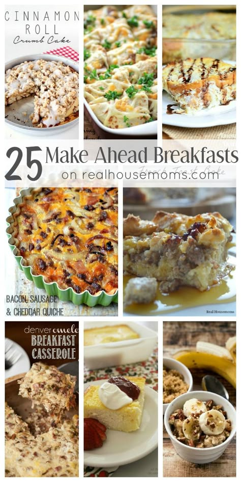 25 Make Ahead Breakfasts on Real Housemoms Breakfast Casserole With Bread, Make Ahead Breakfasts, Make Ahead Breakfast Recipes, Xmas Morning, Breakfast Yummy, Breakfast Specials, Meal Kits, Freezer Breakfast, Holiday Brunch