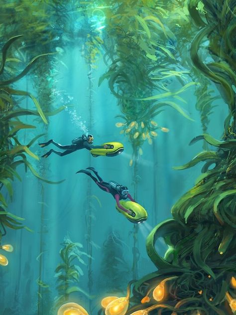 "Exploring the Kelp Forest" iPhone Case Subnautica Wallpaper, Subnautica Creatures, Subnautica Concept Art, Forest Journal, Kelp Forest, Artistic Pictures, Forest Art, Color Studies, Underwater World