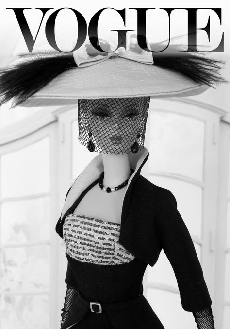 Black And White Barbie Aesthetic, Vintage Barbie Photography, Vogue Magazine Covers Vintage, Dark Barbie Aesthetic, Vintage Barbie Aesthetic, Barbie Black And White, Dark Barbie, Vintage Barbie Party, Barbie Magazine