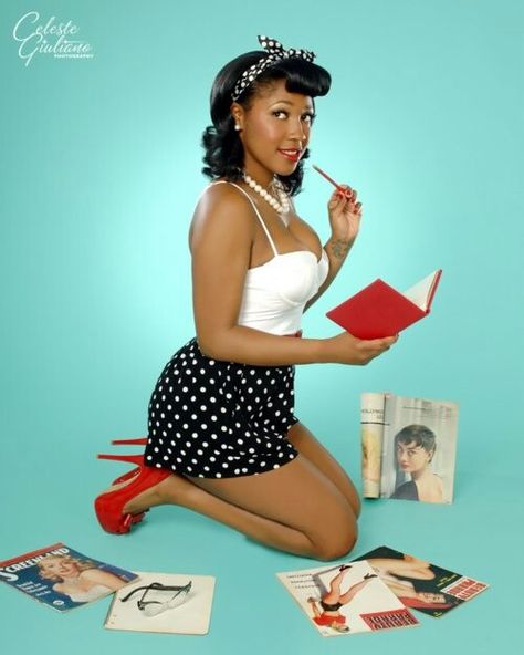 Black Pinup, Pinup Photoshoot, Black Pin Up, Pinup Poses, Pin Up Vintage, Rockabilly Girl, Pin Up Photos, Pin Up Models, Vintage Black Glamour