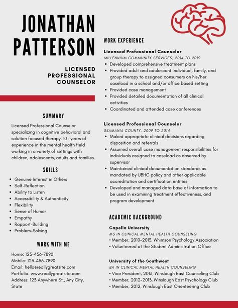 Want to create or improve your Licensed Professional Counselor Resume? The resume is a key document in the placement process. Check out our samples resumes or guidance & find the right template for the job. #resume #job #career #CareerAdvice #resumetips #JobSearchingtips Internship Resume, Professional Resume Examples, Education Resume, Resume Template Examples, Licensed Professional Counselor, Cv Examples, Mental Health Counselor, Resume Objective, Downloadable Templates