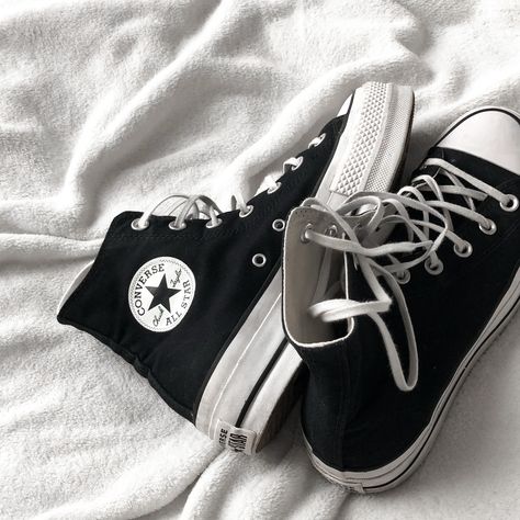 Instagram Filler Photos Black, Converse Wallpaper, Black Platform Converse, Feed Filler, Knee High Converse, High Converse, Cute Converse Shoes, Filler Pics, White Feed