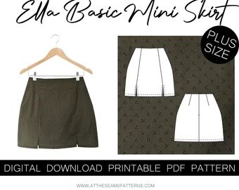 AtTheSeamsPatterns | Etsy Summer Sleepwear, Mini Skater Skirt, Sewing Projects Clothes, Skirt Tutorial, Mask Pattern, Basic Skirt, Skirt Patterns Sewing, Bishop Sleeve, Sewing Pattern Sizes