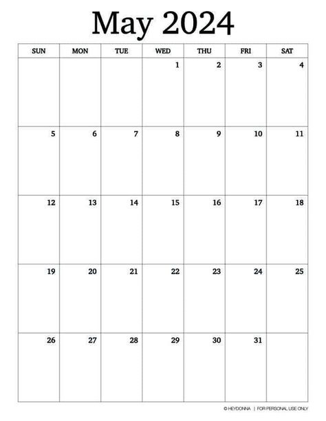 Printable May Monthly Calendar [ 2024 ] Block Schedule Template, Productivity Books, Block Scheduling, Weekly Planner Free, Calendar June, Printable Calendars, Kids Meal Plan, 2024 Calendar, Home Management