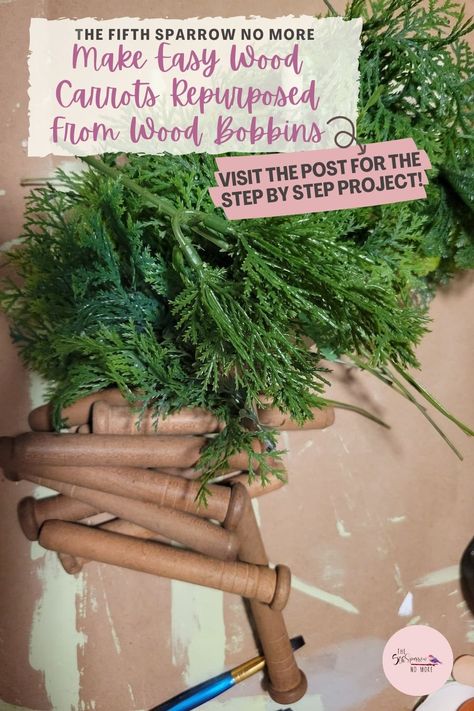 I purchased a huge tub of old wooden bobbins at a garage sale and the ideas to repurpose them were swirling. The first project was to make easy wood carrots repurposed from the wood bobbins for my Spring decorating. These DIY wood carrots are simple to make for kids too, so this would be so much fun as an easy Easter craft for the family. Wood Carrots, Easy Easter Crafts, Spring Decorating, Easy Wood, Easter Craft, Rock Stars, Easy Easter, Garage Sale, Vintage Easter