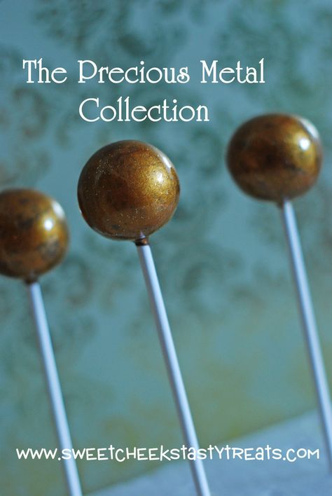 {BRONZE} Metallic Cake Pops! Metallic Cake, Sweet Cheeks, Cake Balls, Baking Ideas, Tasty Treats, Sweet Cakes, Super Excited, Baby Shower Parties, Cake Pops