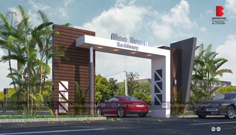 Township Entry Gate Design, Colony Entrance Gate Design, Entrance Gates Design Architecture, Entrance Gates Design Architecture Front Entry, Entrance Gateway, Main Gates, Entrance Signage, Gate Entrance, Compound Wall Design