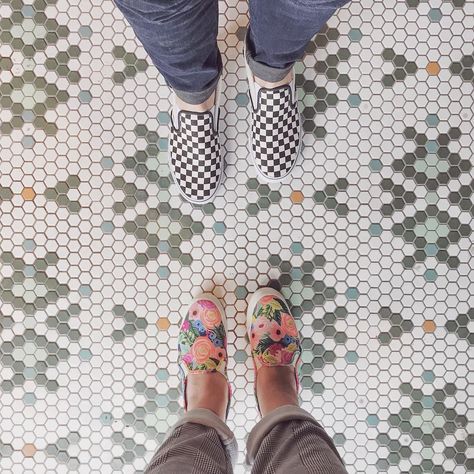 #selfeet on tile floors. #ihavethisthigwithfloors Custom Mosaic Tile, Entryway Tile, Mosaic Tile Patterns, Mosaic Tile Designs, Penny Tile, Mosaic Floor Tile, Mosaic Bathroom, Patterned Floor Tiles, Custom Mosaic