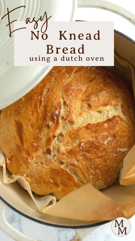 This is the easiest bread recipe you will ever make! Just mix 4 ingredients, allow it to proof overnight, and you're baking delicious artisan bread at home. This No Knead Bread always comes out with a perfectly golden crust and is soft and fluffy on the inside. Dutch Oven Crusty Bread, No Knead Dutch Oven Bread, Oven Baked Bread, Weekend Routine, Pudding Chia, Oven Bread, Dutch Oven Bread, Pane Dolce, Dutch Oven Cooking