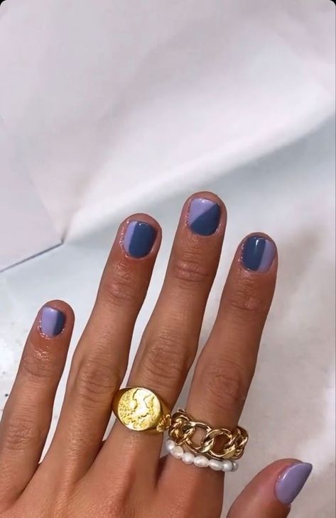 Gel Nail Inspo Short, Abstract Gel Nails, Blue Purple Nails, Happy Nails, Minimal Nails, Cute Gel Nails, Nail Jewelry, Short Acrylic Nails Designs, Minimalist Nails