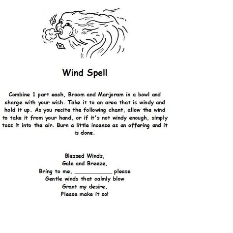 Wind Spell Wind Spells Witchcraft, Rain Summoning Spell, Witchy Intentions, Wiccan Elements, Wind Witchcraft, Elemental Correspondences, Reversal Spell Chant, Abundance Spell Chant, Elemental Magick