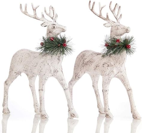 Reindeer Decorations Christmas, Reindeer Decoration, Deer Figurines, Christmas Reindeer Decorations, Reindeer Figurine, Vintage Reindeer, Napkin Decoupage, Christmas Tabletop Decor, Reindeer Decorations