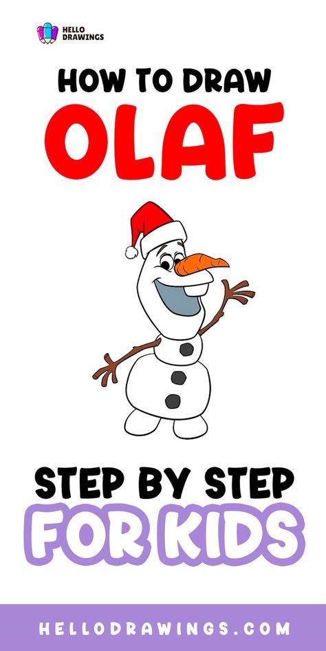 How to Draw Olaf | Simple Guide for Kids How To Draw Olaf Step By Step, Olaf Drawing Easy, Draw Olaf Step By Step, Disney Cartoon Drawings, How To Draw Olaf, Draw Olaf, Olaf Drawing, Olaf From Frozen, Disney Drawing Tutorial