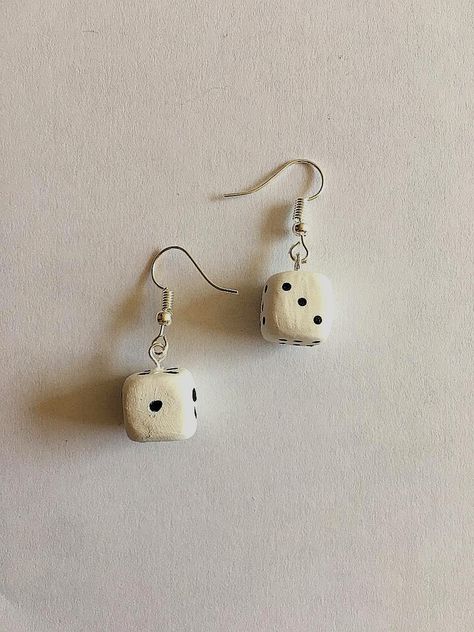 Moldable Foam painted with acrylics and varnished with glue. Foam Clay Earrings, Foam Clay Ideas, Dice Earrings, Foam Clay, Foam Paint, Clay Ideas, Diy Clay, Clay Art, Clay Crafts