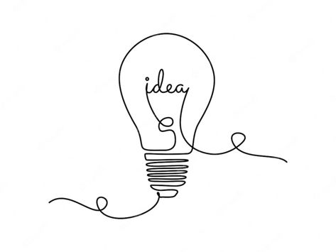 Premium Vector | Light bulb with idea in one continuous line drawing brainstorm symbol or electricity concept in simple linear style editable stroke doodle vector illustration Light Bulb Illustration, One Continuous Line Drawing, Light Bulb Drawing, Doodle Vector, Continuous Line Drawing, Banner Advertising, Continuous Line, Learning Spaces, Line Illustration