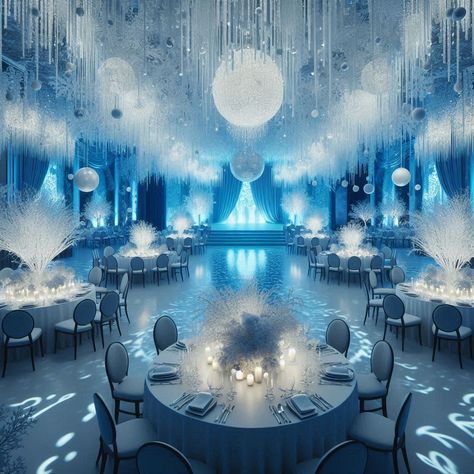 Winter Wonderland Restaurant Decor, Mermaidcore Birthday, Space Wedding Theme, Ice Decorations, Fire And Ice Theme, Quinceanera Winter Wonderland, Henna Engagement, Winter Wonderland Ball, Pandora Wedding