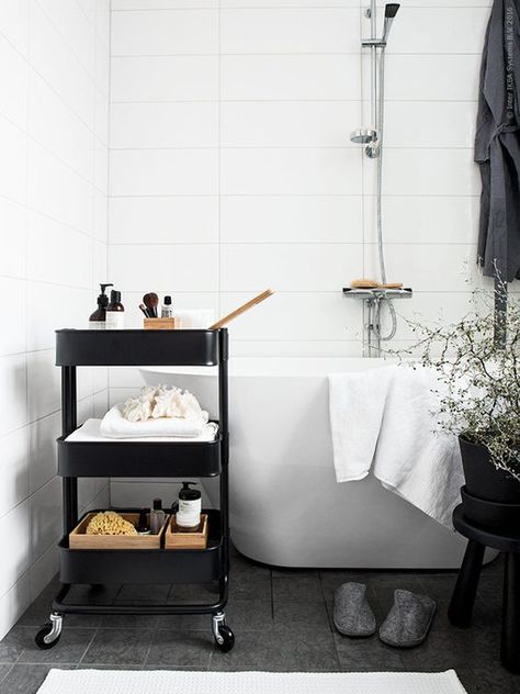 8 Clever Ways To Use IKEA Raskog Cart For Narrow Space Raskog Ikea, Dekorere Bad, Ikea Raskog, Ikea Bathroom, Bad Inspiration, Small Bathroom Storage, Bathroom Storage Organization, Diy Bathroom Decor, Hus Inspiration