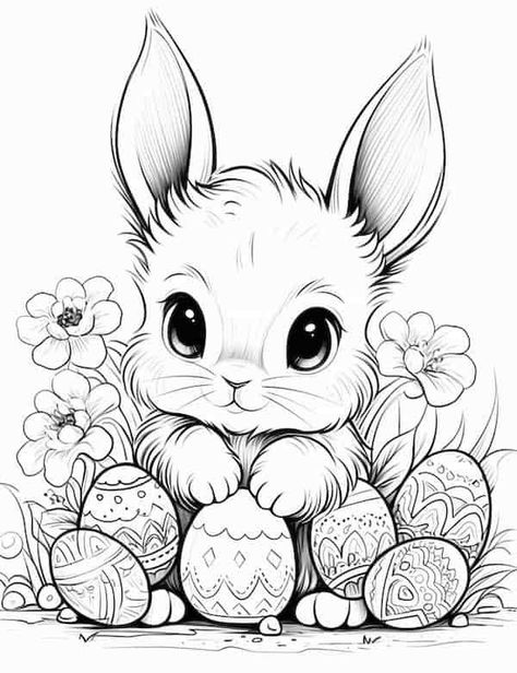 Fargelegging For Barn, Bunny Coloring, Easter Egg Coloring Pages, Easter Bunny Colouring, Easter Drawings, Easter Coloring Book, Bunny Coloring Pages, Spring Coloring Pages, Siluete Umane