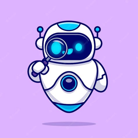 Premium Vector | Cute robot holding magnifying glass cartoon vector icon illustration. science technology isolated Science And Technology Illustration, Glasses Cartoon, Illustration Science, Cricut Iron On Vinyl, Vector Robot, Cute Robot, Robot Illustration, Vector Icons Illustration, Space Science