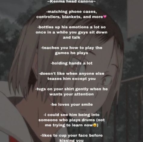 Haikyuu Boyfriend Scenarios, Haikyuu Kenma Headcanons, Kenma Kozume As Your Boyfriend, Kenma Kozume Headcanon, Kenma As Your Boyfriend, Kenma Imagines, Kenma Quotes, Kenma Headcanon, Kenma X Yn