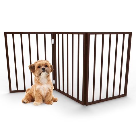 Petmaker Freestanding Wooden Pet Gate, Dark Brown - Walmart.com - Walmart.com Retractable Dog Gate, Indoor Dog Fence, Wooden Dog Gates, Dog Gates For Stairs, Freestanding Dog Gate, Puppy Gates, Wooden Pet Gate, Freestanding Pet Gate, Gate Lights