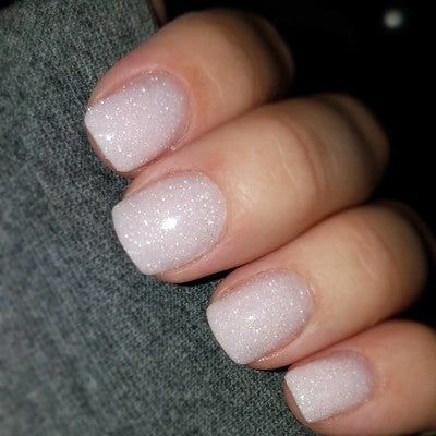 Clear Sparkle Nails, Milky Glitter Nails, Milky White Glitter Nails, Light Pink Glitter Nails, French Dip Powder, Milky White Nails With Glitter, Dip Powder Nails Colors, White Sparkle Nails, Dip Powder Manicure