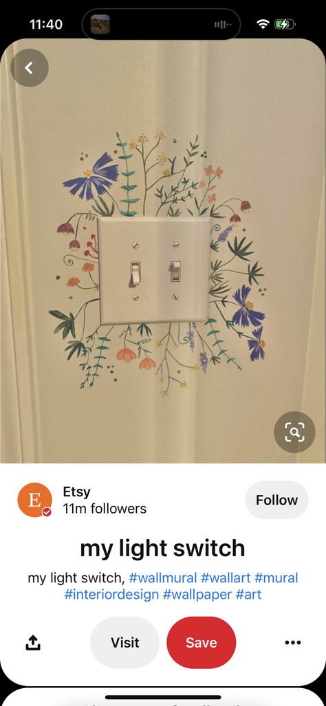 Paint Party, Light Switch, Flower Painting, Wall Murals, Wild Flowers, Mural, Wall Art, Flowers, Home Decor