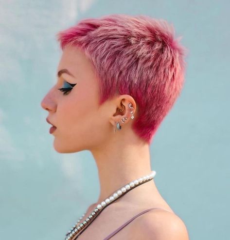 Pixie Haircut Color, Pink Hairstyles, Pink Short Hair, Short Punk Hair, Pink Ombre Hair, Really Short Hair, Short Hair Pixie Cuts, Super Short Hair, Punk Hair