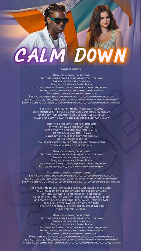 English Songs Lyrics Quotes Short, Calm Down Lyrics, English Songs Lyrics, English Song Lyrics, Free Song Lyrics, Pop Song Lyrics, Disney Lyrics, Plant Styling, Music Challenge