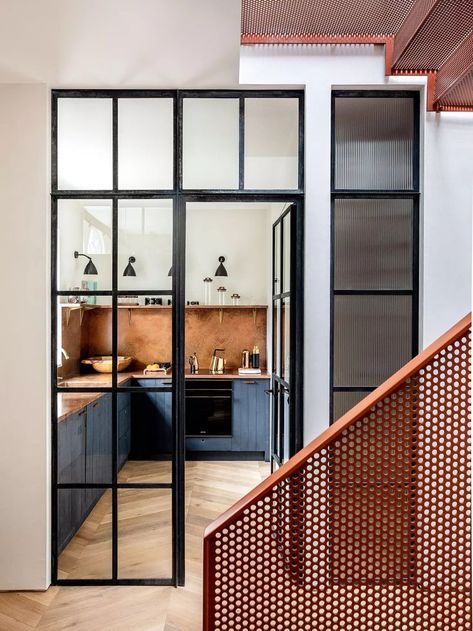 Michaelis Boyd, London Photo Ideas, Internal Glass Doors, Stair Design, Devol Kitchens, Mews House, London Townhouse, Arched Windows, Bespoke Kitchens