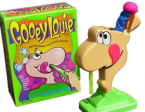 Gooey Louie...Nothing says 90s like neon colored games with gross stuff like boogers. Gooey Louie, 90s Board Games, 1990s Toys, Weird Toys, Creepy Toys, Vintage Board Games, 90s Toys, Childhood Games, 90s Cartoons