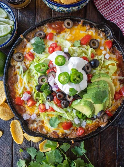 Loaded Taco Dip is warm and cheesy,... - Butter Your Biscuit Tortilla Pie Recipe, Pepper Jack Chicken, Jack Chicken, Tortilla Pie, Small Town Woman, Chicken Egg Rolls, Taco Dip, Pepper Jack, Slow Cooker Soup