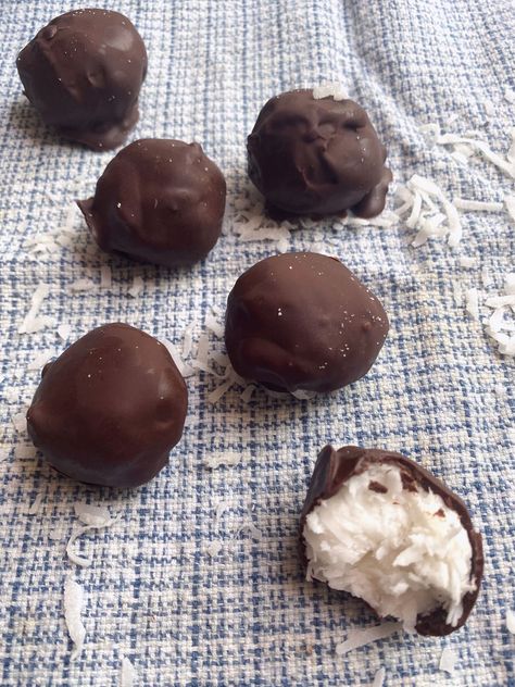 Chocolate Covered Coconut Balls, Chocolate Covered Coconut, Mounds Candy, Chocolate Bowl, Coconut Balls, Coconut Candy, Almond Bars, Love Or Hate, Coconut Bowl