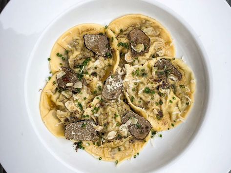 Truffle Mushroom Ravioli, Wild Mushroom Ravioli, Truffle Ravioli, Fish Potatoes, Truffle Recipes, Whale Tale, Mushroom Ravioli, Southern Cooking Recipes, Truffle Mushroom