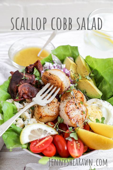 Scallops Salad, Bibb Lettuce, Apple Cider Vinaigrette, Cider Vinaigrette, Blackened Salmon, Seared Scallops, Red Onion Salad, Sea Scallops, Cold Salad