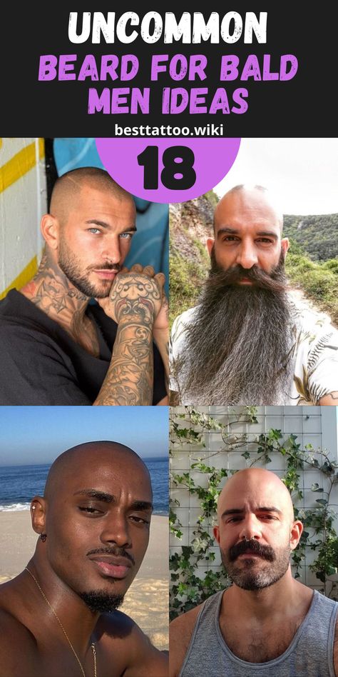 Discover the Top 18 Beard Styles for Bald Men in 2024 – Elevate Your Look Now! Bald Men Beard Style, Clean Beard Styles, Beard Styles For Bald Men, Men’s Goatee Beard, Bald With Grey Beard, Faded Beard Bald Head, Grey Beard Bald Head, Trending Beard Styles, Bald With Stubble Beard