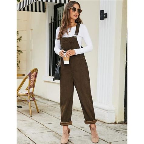 Overalls Fall, Brown Overalls, Dungaree Outfit, Fall Clothes For Women, Overalls Black, Long Overalls, Womens Overalls, Pink Overalls, Wide Leg Jumpsuits