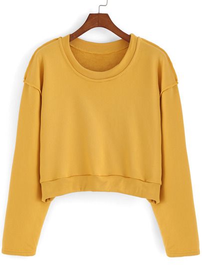 Yellow Round Neck Crop Sweatshirt Tops For Women Aesthetic, Winter Clothing Aesthetic, Fall Clothing Aesthetic, Aesthetic Crop Tops, Aesthetic Tops, Y2k Cute, Streetwear Mode, Clothing Aesthetic, Cropped Pullover