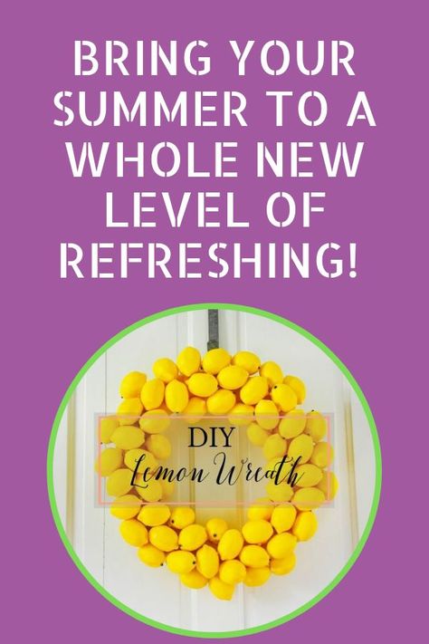 Bring lemons to your decor all summer season with this very simple, DIY lemon wreath tutorial. Lemon Wreath Diy, Diy Projects For Men, Flip Flop Wreaths, Faux Fireplace Diy, Diy Blanket Ladder, Lemon Wreath, Dried Orange Slices, Wreath Diy, Wreath Summer