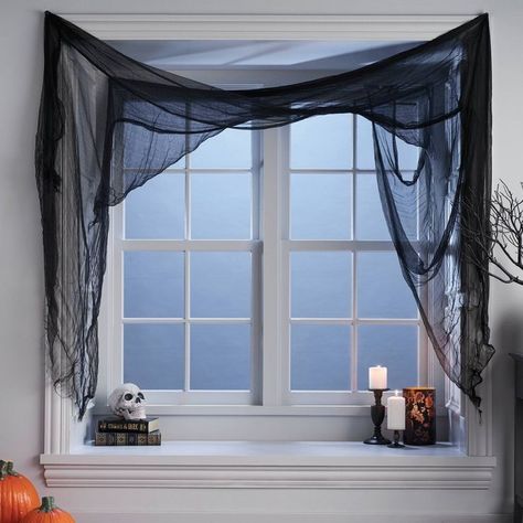 Creepy Cloth Decorations, Halloween Curtains, Halloween Window Decorations, Wall Outdoor, Halloween Backdrop, Halloween Window, Fun Halloween Decor, Halloween Fabric, Fall Halloween Decor