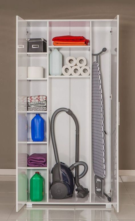 Utility Room Storage, Storage Apartment, Tiny Laundry, Utility Cabinet, Model Dapur, Utility Closet, Kabinet Dapur, White Cabinet, Kitchen Organization Diy