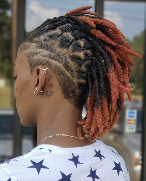 #Dreadlocs #dreadlocks #dreads #locs #teamlocs #dreadstyles #locstyles #locnation #nappyroots #locs4life #braidedlocs #LocdKellz Shaved Sides Dreadlocks Women, Shaved Side With Locs Black Women, Undercut Dreads Woman, Locs Hairstyles For Women With Shaved Sides, Short Loc Styles For Women With Shaved Sides, Short Loc Styles For Women Undercut, Locs In A Mohawk Style, Short Locs With Undercut, Mohawk Dreads Women