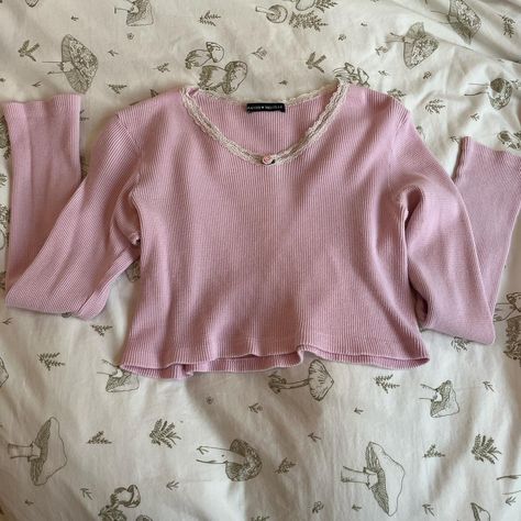 No PayPal please :) Brandy Melville rare bubblegum... - Depop Brandy Melville, Bubblegum Pink, Bubble Gum, Brandy, White Lace, Lace Trim, Lace, Pink