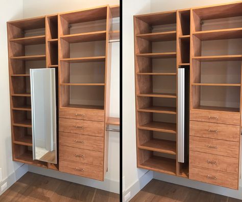 Pull Out Mirror, Closet Shelving, Dress Room, Custom Closet Design, Smart Home Design, Small Closet Organization, Perfect Closet, Small Closet, Closet Accessories