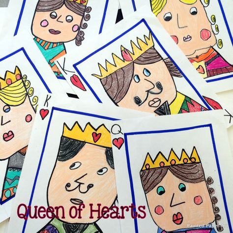 Painted Paper Art, Alice In Wonderland Crafts, Directed Drawing, Queen Art, Heart Painting, Fairytale Art, Camping Art, Drawing Lessons, Art Classroom